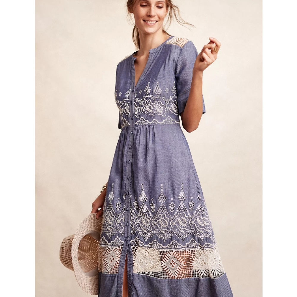Anthropologie Moulinette Soeurs Embroidered Dress